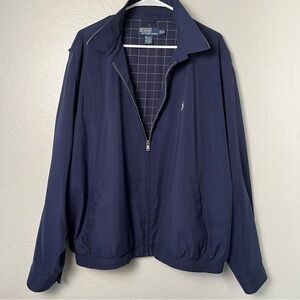 Polo Ralph Lauren Men’s Navy Blue Bomber Jacket XXL Bi Swing Full Zip Vintage